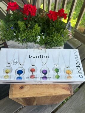 Bonfire Circleware Colored Bubble Stem 2 oz Vodka Shooter Set - Multicolor